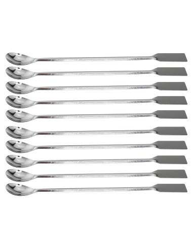 10PCS Cucharas de Muestreo Acero Inoxidable 19.5cm Laboratorio