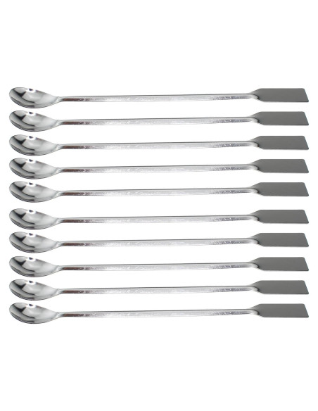 10PCS Cucharas de Muestreo Acero Inoxidable 19.5cm Laboratorio
