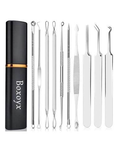 Kit de Herramientas para Espinillas Boxoyx 10 Piezas Acero Inoxidable
