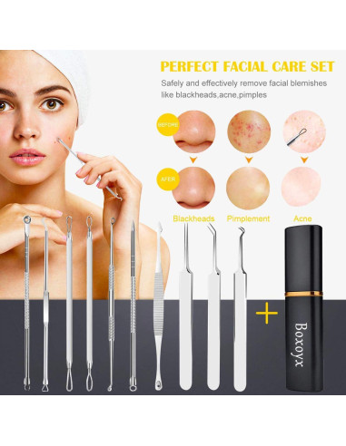Kit de Herramientas para Espinillas Boxoyx 10 Piezas Acero Inoxidable