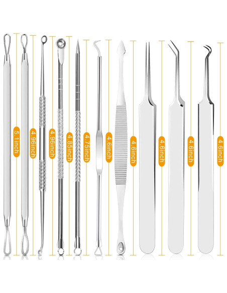Kit de Herramientas para Espinillas Boxoyx 10 Piezas Acero Inoxidable