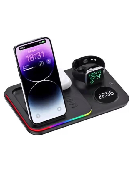 Cargador Inalámbrico Rápido 5 en 1 Galleria Fte con Reloj Digital Cargador Inalámbrico Rápido 5 en 1 Galleria Fte con Reloj Digital