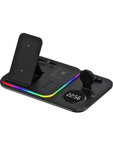 Cargador Inalámbrico Rápido 5 en 1 Galleria Fte con Reloj Digital