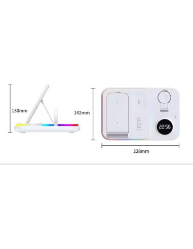 Cargador Inalámbrico Rápido 5 en 1 Galleria Fte con Reloj Digital