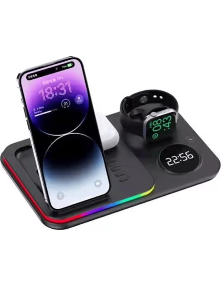 Cargador Inalámbrico Rápido 5 en 1 Galleria Fte con Reloj Digital Cargador Inalámbrico Rápido 5 en 1 Galleria Fte con Reloj Digital