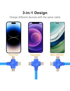 Paquete de 4 Cables de Carga Multi 3 en 1 Nusnalo 1m 2