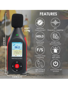 Medidor de Decibelios Digital DANOPLUS DP-441 43,000 Registros 2