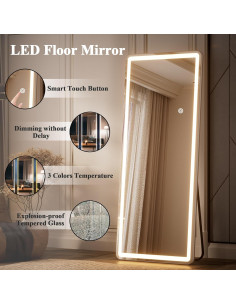 Espejo de Cuerpo Completo LED VETROVUE 180x66 cm Blanco 2