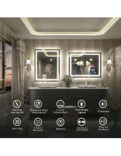 Espejo de Baño LED CHARMOR 71x50 cm Irrompible y Regulable 2