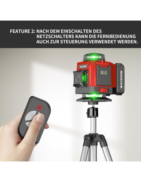 Nivel Láser 4D Autonivelante WEIDDW con Trípode y Baterías