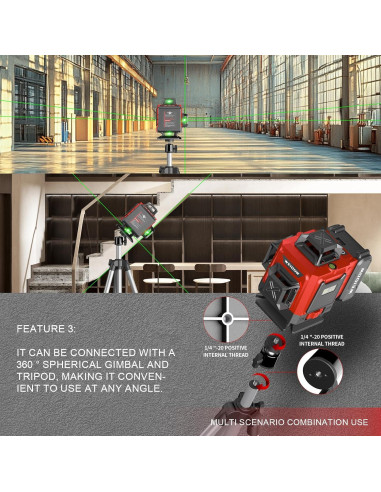Nivel Láser 4D Autonivelante WEIDDW con Trípode y Baterías