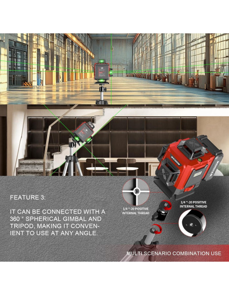 Nivel Láser 4D Autonivelante WEIDDW con Trípode y Baterías