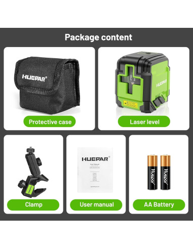 Nivel Láser Autonivelante Huepar GK011DGM Verde 30m