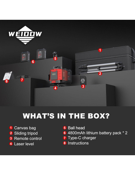 Nivel Láser 4D Autonivelante WEIDDW con Trípode y Baterías