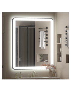 Espejo de baño LED CHARMOR 90x76 cm con luces regulables
