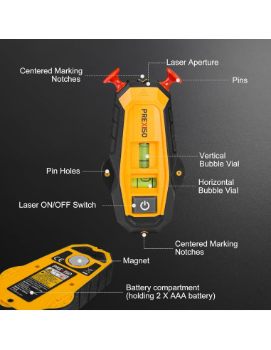 Buscador de Montantes Magnético PREXISO con Nivel Láser 9m
