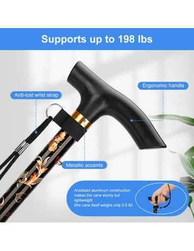 Bastón Plegable Supregear Ajustable 83.8-94 cm Antideslizante