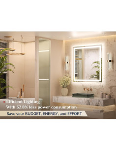 Espejo de baño LED Keonjinn 91x36 cm con luz y anti-vaho 2