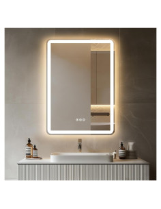 Espejo de baño LED AFMMFA 71x50 cm con anti-vaho