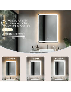 Espejo de baño LED AFMMFA 71x50 cm con anti-vaho 2