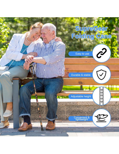 Bastón Plegable Supregear Ajustable 83.8-94 cm Antideslizante