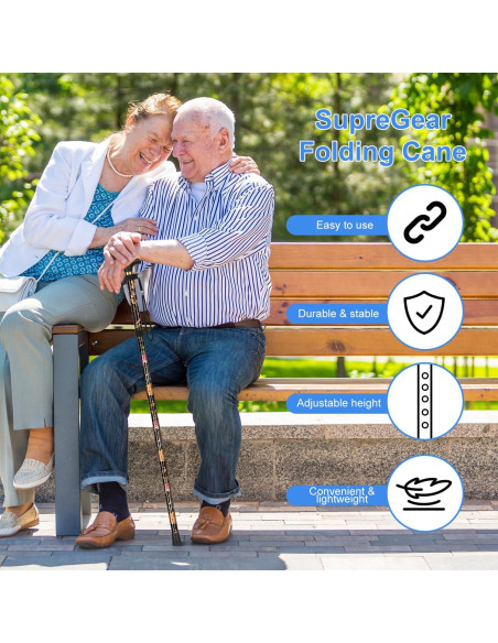 Bastón Plegable Supregear Ajustable 83.8-94 cm Antideslizante
