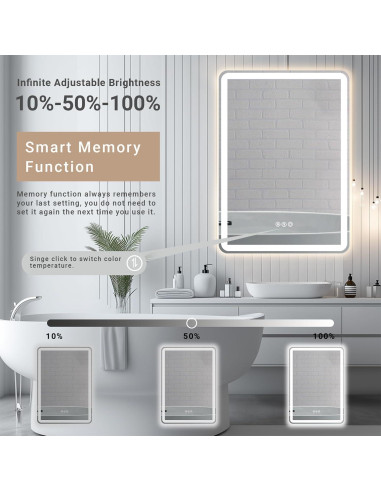 Espejo de baño LED AFMMFA 71x50 cm con anti-vaho