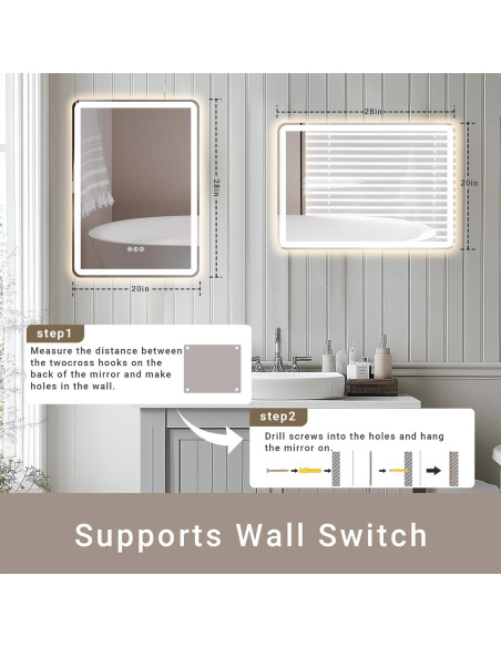 Espejo de baño LED AFMMFA 71x50 cm con anti-vaho