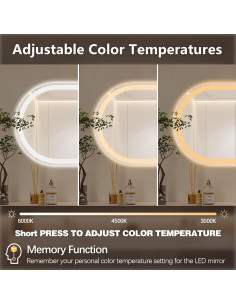 Espejo LED Arqueado Niccy 101.6x61 cm para Baño 2