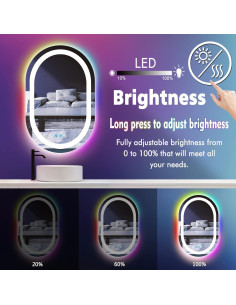 Espejo Ovalado LED ARUMMA 81x51 cm Iluminado RGB Anti Niebla 2