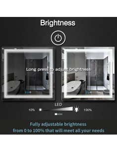Espejo de Baño LED Cuadrado DIDIDADA 91x91cm Regulable 2
