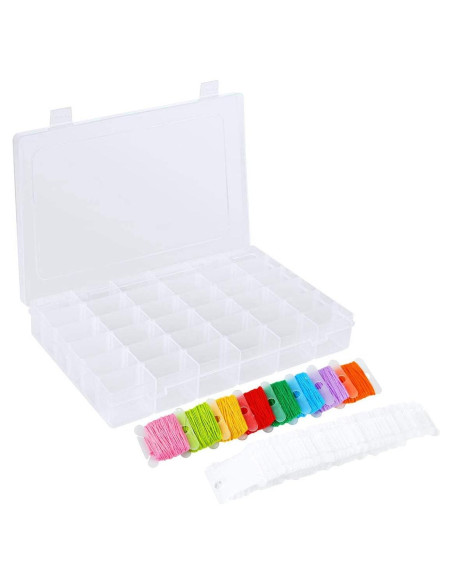 100 Tarjetas de Hilo y Caja de Almacenamiento Onwon 36 Rejillas