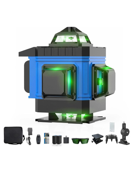 Nivel Láser Autonivelante AZZUNO 4x360 Verde con LCD