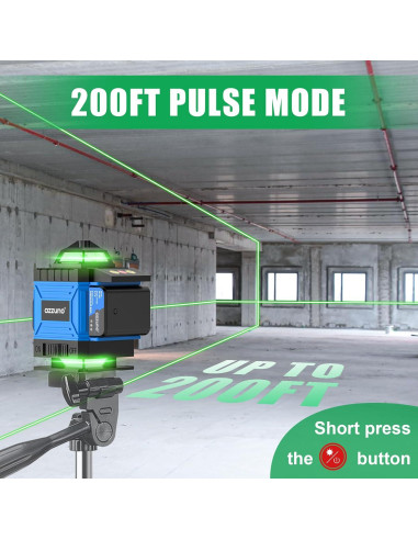 Nivel Láser Autonivelante AZZUNO 4x360 Verde con LCD