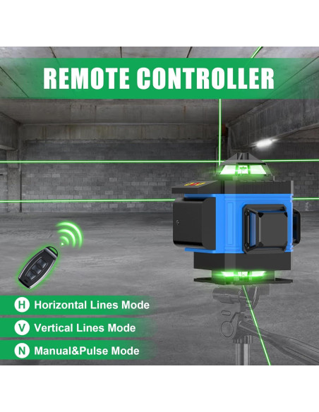 Nivel Láser Autonivelante AZZUNO 4x360 Verde con LCD