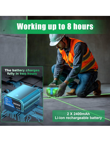 Nivel Láser Autonivelante AZZUNO 4x360 Verde con LCD