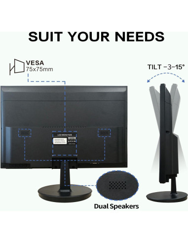 Monitor de 19" LED HD 1440x900 con altavoces y VESA