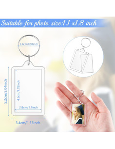 150 Llaveros de Fotos Acrílico Transparente 8.6x13.5 cm 2