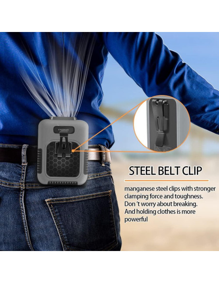 Ventilador Portátil CAZOKASI G60 Clip de Cintura 6000mAh Gris