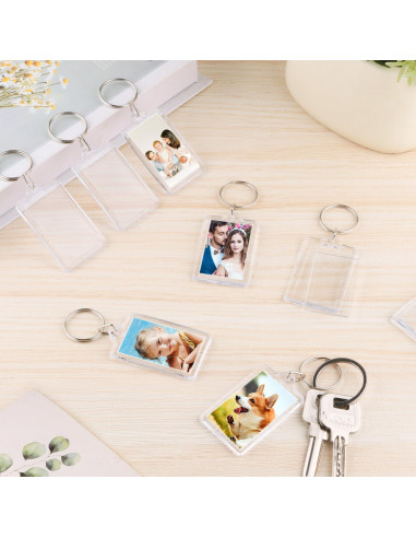 150 Llaveros de Fotos Acrílico Transparente 8.6x13.5 cm