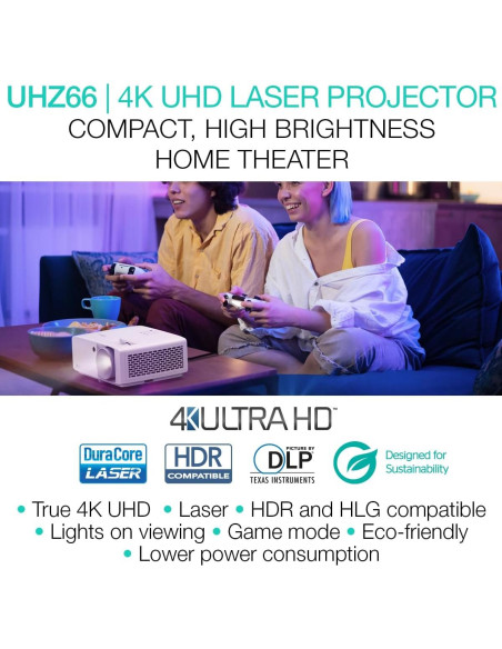 Proyector láser 4K UHD Optoma UHZ66 4000 lúmenes - Blanco Proyector láser 4K UHD Optoma UHZ66 4000 lúmenes - Blanco