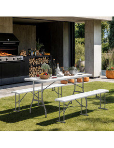 Mesa Plegable Dovov PEFT01 1.80m HDPE Blanca para Exterior 2