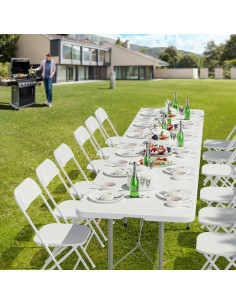 Mesa Plegable VINGLI 6 Pies Blanca HDPE Interior Exterior 2