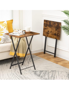 Juego de 2 Mesas Auxiliares HOOBRO Plegables 48x36 cm 2