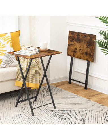 Juego de 2 Mesas Auxiliares HOOBRO Plegables 48x36 cm