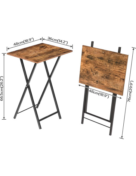 Juego de 2 Mesas Auxiliares HOOBRO Plegables 48x36 cm