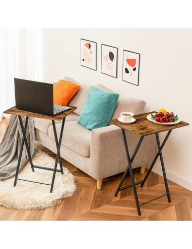 Juego de 2 Mesas Auxiliares HOOBRO Plegables 48x36 cm