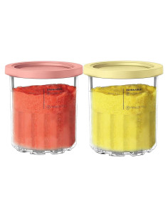 Tarros Ninja Creami Deluxe 24OZ GAOZAILI - 2 Piezas Rosa/Amarillo