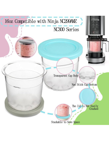 Paquete de 4 Recipientes Ninja 16oz para Helado NC300