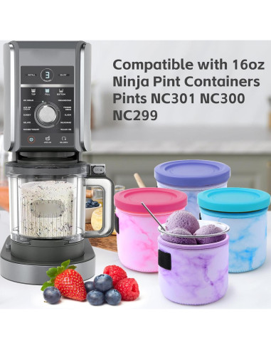 4 Fundas de Neopreno Reutilizables Ninja Creami 480 ml